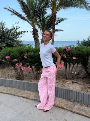 FLORA LINEN PANTS - LIGHT RED