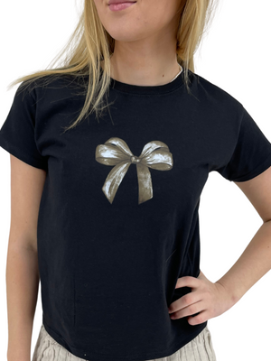 BOW (svart), BABY TEE - SVART