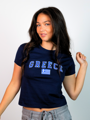 GREECE, BABY TEE - NAVY