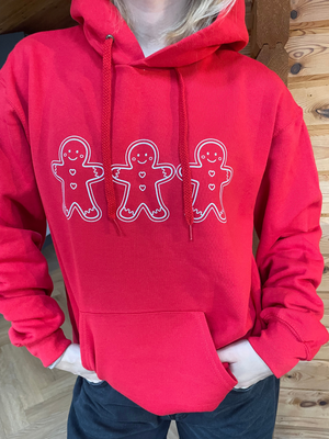 GINGERBREAD MEN HOODIE - RØD