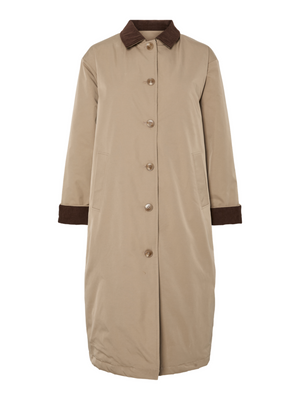 JORMA LONG JACKET - GREIGE / HOT FUDGE