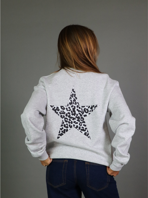 GREY LEOSTAR SWEATSHIRT (rygprint) - GRÅ