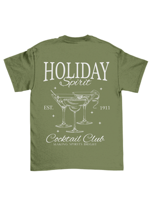 HOLIDAY SPIRIT (rygprint) T-SHIRT - OLIVEN