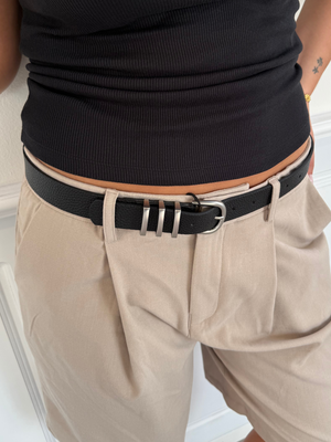 LEA BELT - BLACK/SILVER