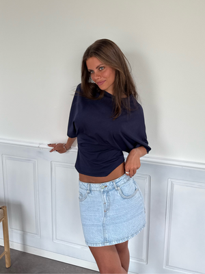 ESTHER DENIM MINI SKIRT - BRIGHT BLUE
