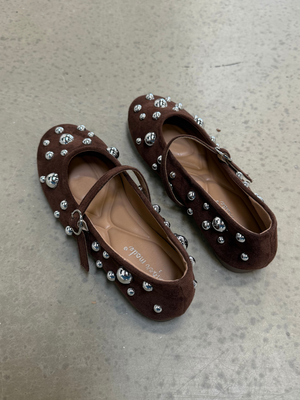 ZOE BALLERINA M/ STUDS - COGNAC