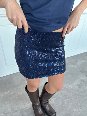 BILLIE GLITTER SKIRT - NAVY