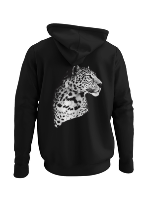 BLACK LEOPARD HOODIE (rygprint) - SORT