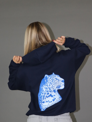 BLUE LEOPARD HOODIE (rygprint) - NAVY