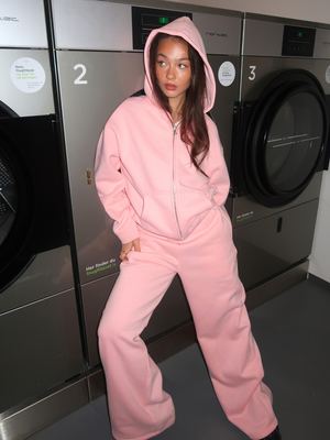 OVERSIZED ZIP HOODIE - LIGHT PINK