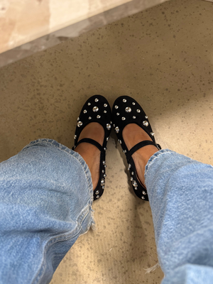 ZOE BALLERINA M/ STUDS - BLACK