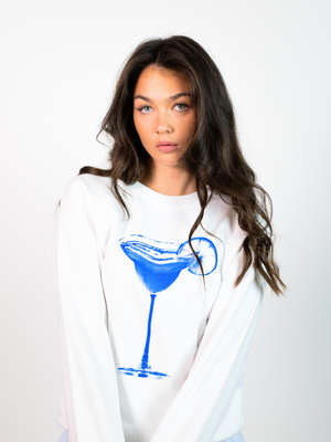 MEGA BLUE DRINK SWEATSHIRT  - HVID