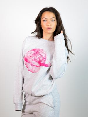 PLANET DISCO (pink) SWEATSHIRT - GRÅ