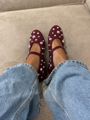 ZOE BALLERINA M/ STUDS - WINE