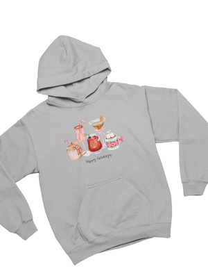 FESTIVE DRINKS HOODIE - GRÅ