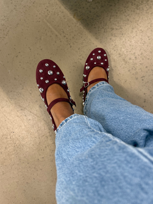 ZOE BALLERINA M/ STUDS - WINE