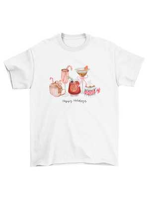 FESTIVE DRINKS T-SHIRT - HVID