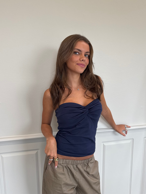 LARA TWIST TUBE TOP - NAVY