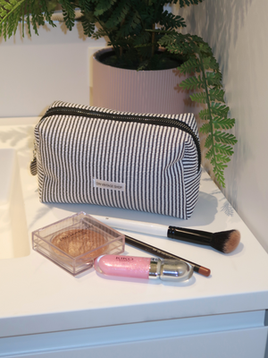 ADDY MAKEUP BAG - BLACK STRIPE