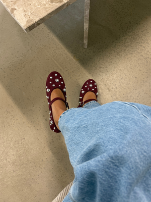 ZOE BALLERINA M/ STUDS - WINE