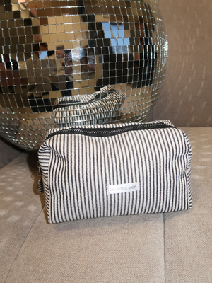 ADDY MAKEUP BAG - BLACK STRIPE