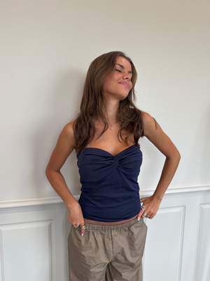 LARA TWIST TUBE TOP - NAVY