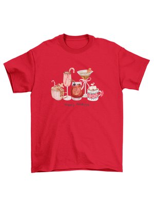 FESTIVE DRINKS T-SHIRT - RØD