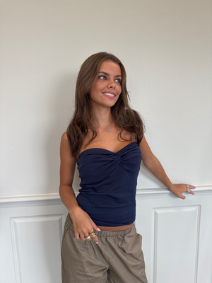 LARA TWIST TUBE TOP - NAVY