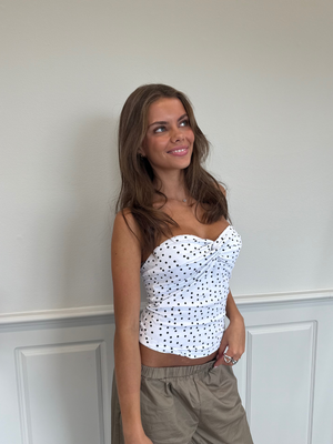 LARA TWIST TUBE TOP - WHITE POLKADOTS