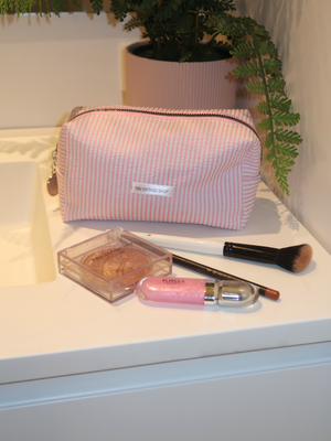 ADDY MAKEUP BAG - PINK STRIPE