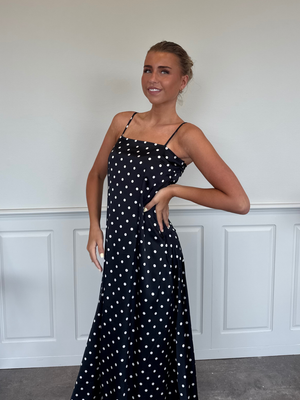 JYTTA SATIN DRESS - BLACK/WHITE