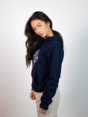 DISCO KUGLE (hvid) HOODIE - NAVY