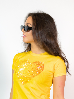 HEART DISCO (GUL) BABY TEE - GUL