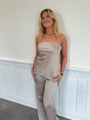 STELLA SATIN PANTS - TAUPE