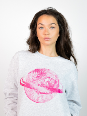 PLANET DISCO (pink) SWEATSHIRT - GRÅ