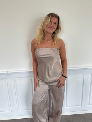 STELLA SATIN BANDEAU TOP - TAUPE