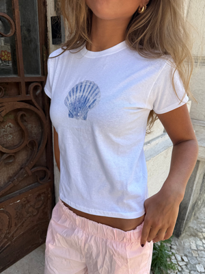 SHELLY (blue) BABY TEE - WHITE