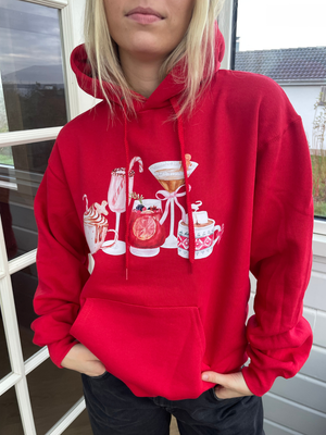 FESTIVE DRINKS HOODIE - RØD