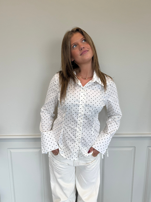 AVA STRING SKJORTE - WHITE POLKADOTS