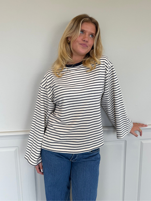 STRIPE TEE, LONG SLEEVE - OFFWHITE/NAVY
