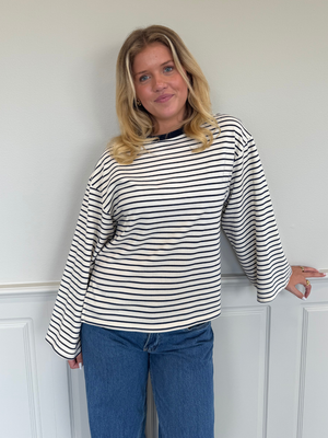 STRIPE TEE, LONG SLEEVE - OFFWHITE/NAVY