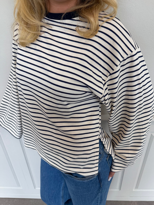 STRIPE TEE, LONG SLEEVE - OFFWHITE/NAVY