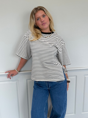 STRIPE TEE, SHORT SLEEVE - OFFWHITE/BLACK