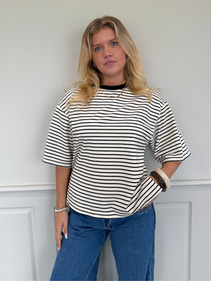 STRIPE TEE, SHORT SLEEVE - OFFWHITE/BLACK