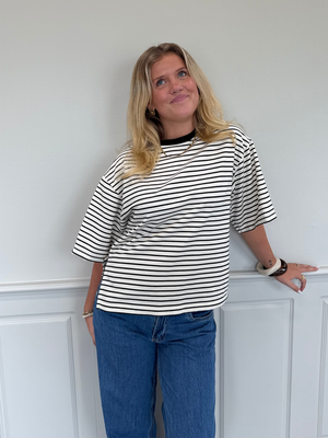 STRIPE TEE, SHORT SLEEVE - OFFWHITE/BLACK