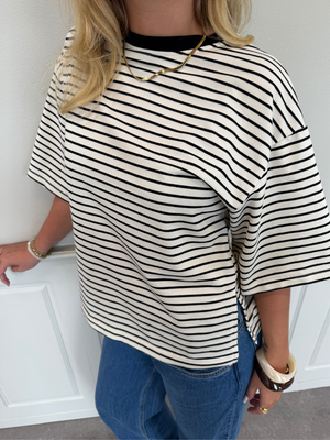 STRIPE TEE, SHORT SLEEVE - OFFWHITE/BLACK