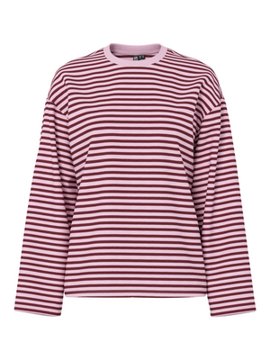 SADIE STRIPE TEE LS - TAWNY PORT ROSEATE SPOONBILL