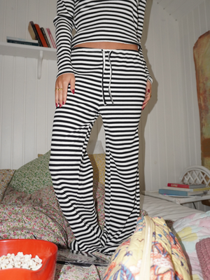 ELLIE STRIPE PANTS - BLACK/WHITE