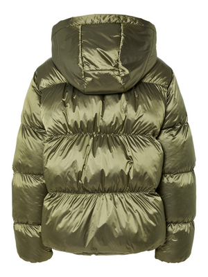 MILLA SHINY PUFFER JACKET - MILITARY OLIVE