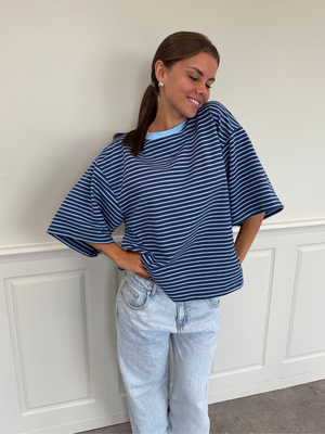 STRIPE TEE, KORTÆRMET - BLUE / LT BLUE